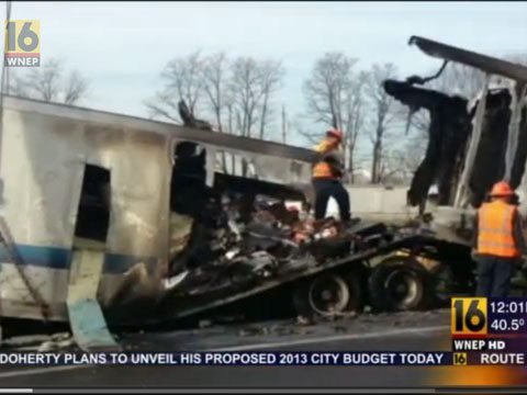Tractor Trailer Fire Closes Road