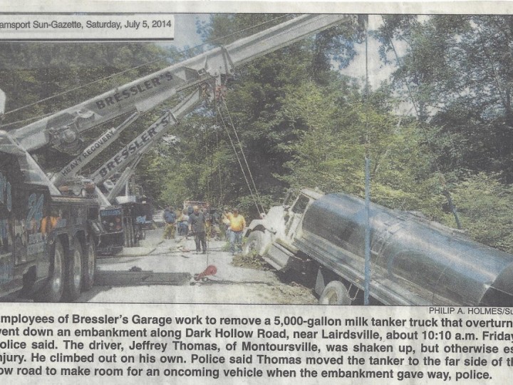 Milk Tanker Crash Near Lairdsville