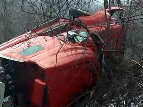Crashed Truck Shuts Down Road